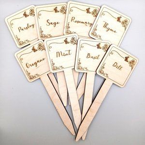 Decorative garden herb stakes. 8 plant markers.